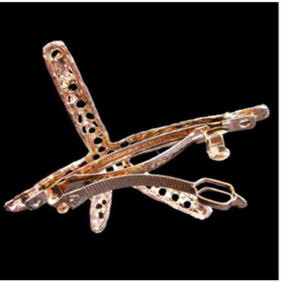 Women's Gold-Brass Toned Hair Accessory Barrett Up-do Fashion Jewelry 7Pc Bundle - Picture 4 of 5